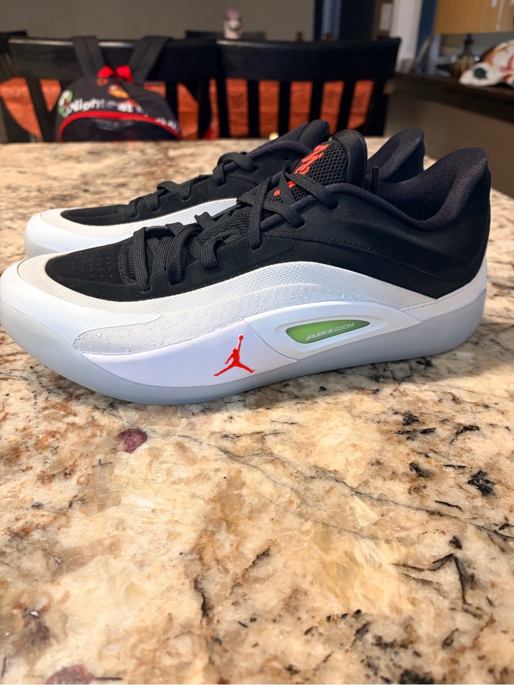 Jordan Zion 4 Men's Low-Top Athletic Shoes - Black/White with Red & Green